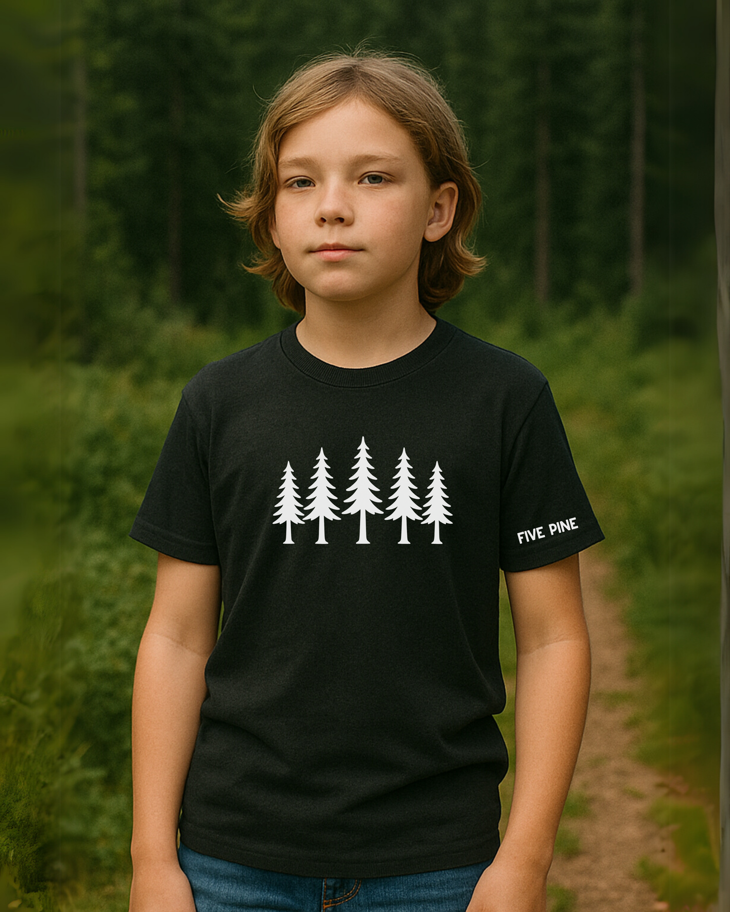 Five Pine Trees w/Sleeve T-Shirt