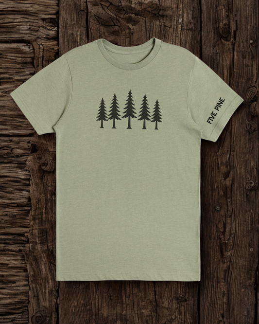 Five Pine Trees w/Sleeve T-Shirt